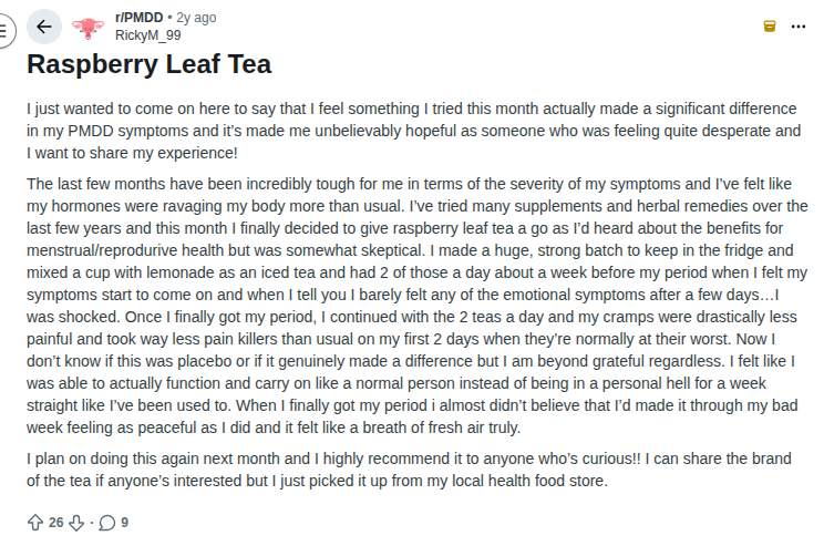 raspberry leaf tea pms
